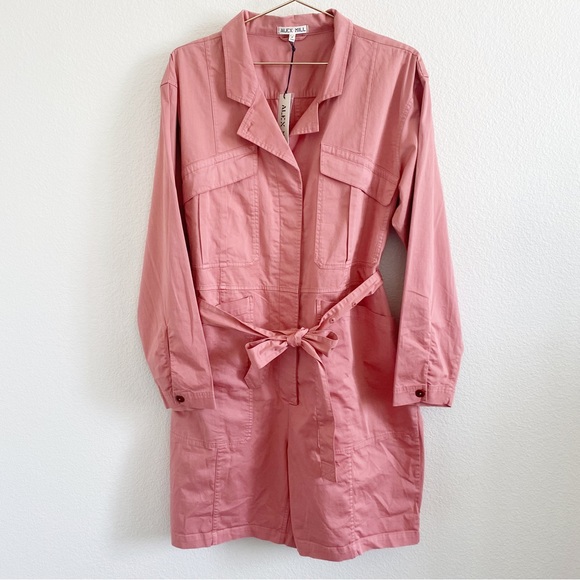 Alex Mill Expedition Short Utility Jumpsuit Romper Pink Dusty Rose NWT - Picture 2 of 8